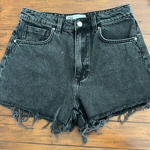 Black denim shorts